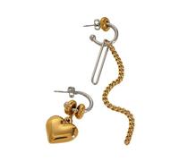 Eleganti orecchini a forma di cuore a goccia con nappe in acciaio inox, orecchini asimmetrici per l'uso quotidiano, leggeri orecchini d'amore
