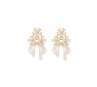 Eleganti orecchini a forma di fiocco floreale con fiori e nastro di raso | Gioielli di lusso per matrimoni e feste da donna | Appuntamento romantico per la notte e regalo per occasioni speciali