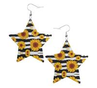 Eleganti orecchini a forma di girasoli in pelle a forma di stella, accessori alla moda, leggeri, per festival, feste, vita quotidiana, One Size, Pelle, Non pietra preziosa