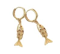 Eleganti orecchini a forma di pesce in rame leggero con ciondolo creativo per feste e abiti casual che aggiungono fascino ed energia, gioielli dal design unico, Misura unica, come descritto, come