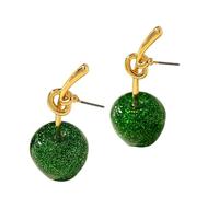 Eleganti orecchini a perno a forma di mela, in lega, design moderno con frutta, con comodo gancio da indossare tutti i giorni, casual, per ragazze, Misura unica, come descritto, come descritto