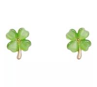 Eleganti orecchini a perno a forma di quadrifoglio, con pietra occhio di gatto, eleganti accessori per le occasioni speciali