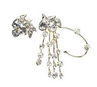 Eleganti orecchini a perno con nappe con strass, raffinati orecchini a forma di nappa, impreziositi da brillanti strass per qualsiasi outfit. Orecchini pendenti di lusso, Misura unica, come descritto