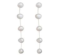 Eleganti orecchini barocchi con perle d'acqua dolce, nappe da 10 cm su pali in argento, ideali sia per il giorno che per la sera
