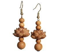 Eleganti orecchini con design floreale artigianale di legno sostenibile e metallo, comodi gioielli per le donne orecchini alla moda in legno, One Size, come descritto, come descritto