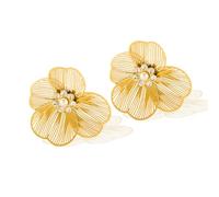 Eleganti orecchini da donna in acciaio inox con perle e fiore vintage in acciaio al, Misura unica, Acciaio inossidabile, Nessuna pietra preziosa