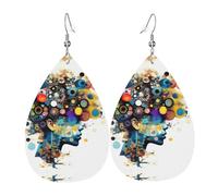 Eleganti orecchini da donna in pelle con stampa cerebrale intelligenza artificiale - leggeri pendenti a goccia, perfetti per ragazze accessori, Misura unica, Pelle