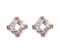 Eleganti orecchini di zirconia cubica a forma quadrata ipoallergenica per le donne