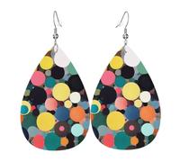 Eleganti orecchini in pelle con stampa astratta di cerchi, da donna, gioielli pendenti a goccia, accessorio leggero con glitter, taglia unica, in pelle, senza gemme, taglia unica, pelle, senza pietre