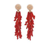 Eleganti orecchini in resina di corallo da spiaggia con accenti di perle gioielli in lega leggera per le donne indossare tutti i giorni orecchini con perle in resina leggera