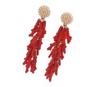 Eleganti orecchini in resina di corallo da spiaggia con accenti di perle gioielli in lega leggera per le donne da indossare tutti i giorni gioielli casual a formali