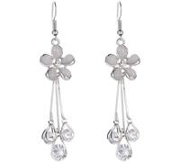 Eleganti Orecchini Lunghi con Fiore a Nappa Orecchini con Fiore a Cinque Petali di Cristallo Occhio di Gatto Affascinante Regalo di Gioielli da Donna Clever