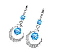 Eleganti orecchini pendenti a forma di luna e stella, da donna, ideali come regalo per gli amanti della moda, per eventi sociali, Misura unica, come descritto, come descritto