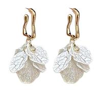 Eleganti orecchini pendenti con nappe di zircone e struttura a conchiglia, per donne, gioielli alla moda che migliorano un look sofisticato, Misura unica, come descritto, come descritto