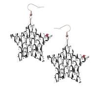 Eleganti orecchini pendenti da donna con folla di pinguini, scintillanti orecchini pendenti a forma di stella, gioielli alla moda per una serata fuori, One Size, Pelle