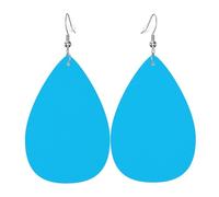 Eleganti orecchini pendenti da donna in tinta unita con stampa azzurra - gioielli leggeri in pelle a goccia, perfetti per feste alla moda, Misura unica, Pelle