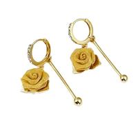 Eleganti orecchini pendenti floreali con delicato dettaglio frangia accessori alla moda in lega di metallo per varie occasioni leggeri orecchini a goccia rosa gioielli da sposa