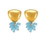 Eleganti orecchini pendenti in acciaio inossidabile placcato oro, design a grappolo in vetro turchese blu, stile pendente dichiarazione, lunghezza 5,1 cm