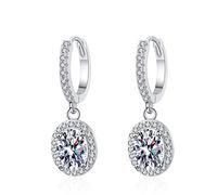 Eleganti orecchini pendenti in moissanite in oro 14 carati, con moissanite dal taglio rotondo/ovale, lussuosi regalo per moglie o mamma, ideali per compleanni, anniversari o celebrazioni speciali, Oro