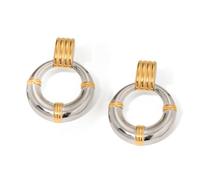 Eleganti orecchini pendenti rotondi a due toni per le donne geometrici vintage in metallo design a goccia per abbigliamento casual o formale orecchini a goccia, Misura unica, come descritto, come