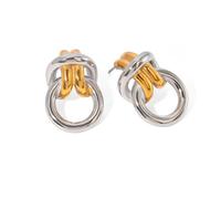 Eleganti orecchini pendenti rotondi a due toni per le donne geometrici vintage in metallo design a goccia per abbigliamento casual o formale orecchini a goccia, Misura unica, come descritto, come