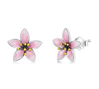 Eleganti orecchini per borchie a fiore di ciliegio rosa smalto per donne gioielli da sposa fiori