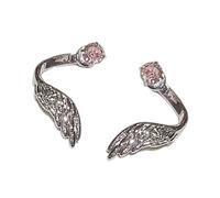 Eleganti orecchini piercing a forma di ala attorcigliata con pietre scintillanti per le unghie dell'orecchio gioielli eleganti per le donne orecchie sensibili polsini in lega leggera, Misura unica