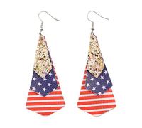 Eleganti orecchini retrò con stampa a strati e paillettes con bandiere patriottiche per donne che amano la cultura americana