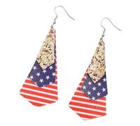 Eleganti orecchini retrò con stampa a strati e paillettes con bandiere patriottiche per donne che amano la cultura americana