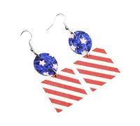 Eleganti orecchini retrò con tecniche di stampa a strati e paillettes con bandiere patriottiche per donne che amano la cultura americana, festival e feste, Misura unica, come descritto, come descritto