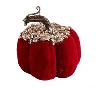Eleganti ornamenti a forma di zucca da 9 cm, realizzati in schiuma e velluto, decorazioni per la gioia stagionale (rosso)