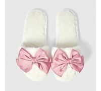 Eleganti pantofole da donna in velluto rosa con fiocco, punta aperta e suola in TPR antiscivolo e durevole. Un po' costose ma vale la pena regalarsi per il giorno di San Valentino, quando si celebra i