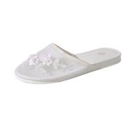 Eleganti Pantofole in Rete Ricamate con Ciabatte Basse a Forma di Sabot, perfette per Il Comfort in casa. (White, 38)