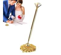 Eleganti penne firmate per matrimonio - penna a inchiostro nero con supporto | Sengio e supporto dorato in oro, accessorio per libri in oro rustico, regalo di fidanzamento, preferiti degli ospiti per