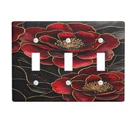 Eleganti piastre di copertura per interruttore della luce floreale, design camelia rosso intenso per decorazioni domestiche, piastre da parete in termoplastica di alta qualità, dimensioni standard