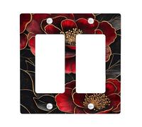 Eleganti piastre di copertura per interruttore della luce floreale, design camelia rosso intenso per decorazioni domestiche, piastre da parete in termoplastica di alta qualità, doppio bilanciere di