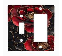 Eleganti piastre di copertura per interruttore della luce floreale, design camelia rosso intenso per decorazioni domestiche, piastre da parete in termoplastica di alta qualità, bilanciere a levetta di