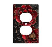 Eleganti piastre di copertura per interruttore della luce floreale, design camelia rosso intenso per decorazioni domestiche, piastre da parete in termoplastica di alta qualità, presa singola duplex di