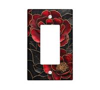 Eleganti piastre di copertura per interruttore della luce floreale, design camelia rosso intenso per decorazioni domestiche, piastre da parete in termoplastica di alta qualità, bilanciere singolo di