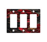 Eleganti piastre di copertura per interruttore della luce floreale, design camelia rosso intenso per decorazioni domestiche, piastre da parete in termoplastica di alta qualità, piastra da parete a 3