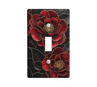Eleganti piastre di copertura per interruttore della luce floreale, design camelia rosso intenso per decorazioni domestiche, piastre da parete in termoplastica di alta qualità, dimensioni standard