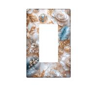 Eleganti piastre di copertura per interruttore della luce floreale, design decorativo color crema e oro, per decorazioni domestiche tutto l'anno, piastre da parete in materiale termoplastico