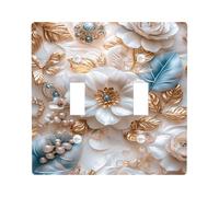 Eleganti piastre di copertura per interruttore della luce floreale, design decorativo color crema e oro, per decorazioni per la casa tutto l'anno, piastre da parete in materiale termoplastico