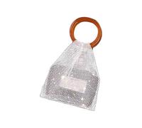Eleganti sacchetti con strass decorati con cristalli robusti per organizzazione cosmetici e trasporto di bottiglie, borsa portaoggetti fatta a mano, bianco