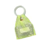 Eleganti sacchetti con strass decorati con cristalli robusti per organizzazione cosmetici e trasporto di bottiglie, borsa portaoggetti fatta a mano, Verde fluorescente