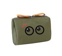 Eleganti sacchetti per cosmetici in nylon, adatti ai viaggi, organizzati in mano, per donne e ragazze, per articoli da toeletta, borsa per il trucco con sorriso, Verde, Bellezza di massa
