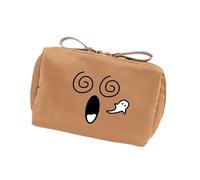 Eleganti sacchetti per cosmetici in nylon, adatti ai viaggi, organizzati in mano, per donne e ragazze, per articoli da toeletta, borsa per il trucco con sorriso, cachi, Bellezza di massa