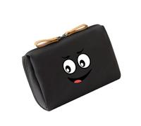 Eleganti sacchetti per cosmetici in nylon, adatti ai viaggi, organizzati in mano, per donne e ragazze, per articoli da toeletta, borsa per il trucco con sorriso, Nero , Bellezza di massa