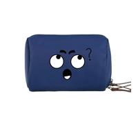 Eleganti sacchetti per cosmetici in nylon, adatti ai viaggi, organizzati in mano, per donne e ragazze, per articoli da toeletta, borsa per il trucco con sorriso, Blu, Bellezza di massa