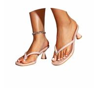 Eleganti Sandali Aperti in Punta, Perfetti per la Transizione tra Un Look Casual e Informale, con Tacco Alto e Stile Infradito. Calzature Versatili e comode per Le uscite di Tutti i (1-Beige, 38)